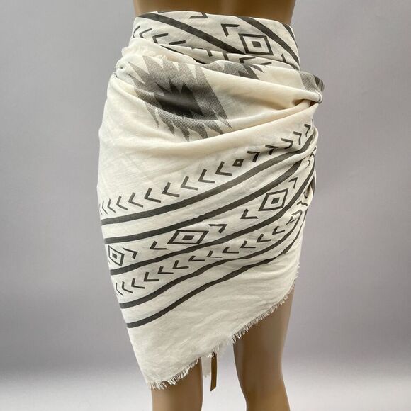 Wrap Skirt Sarong One Size Natural Beige Mini Swim Cover Up Tie Waist Boho - Picture 2 of 9